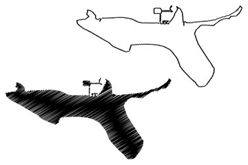 Hagatna City (Guam, Territories of the United States) map vector illustration, scribble sketch City of Agana map