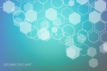 Hexagonal abstract background. Big Data Visualization. Global network connection. Medical, technology, science background. Vector illustration.