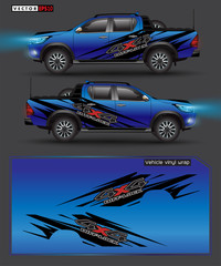 4 wheel drive truck and car graphic vector. abstract lines with blue background design for vehicle vinyl wrap