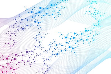 Structure molecule and communication. Dna, atom, neurons. Scientific concept for your design. Connected lines with dots. Medical, technology, chemistry, science background. Vector illustration.