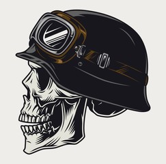 Colorful vintage concept of biker skull