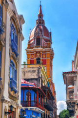 City scene in Cartagena, Colombia - obrazy, fototapety, plakaty