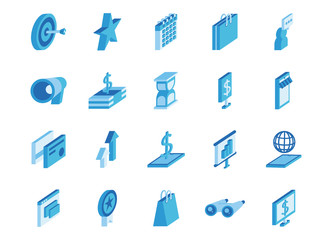 bundle of marketing set icons