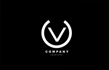 V white and black letter logo alphabet icon design for company and business