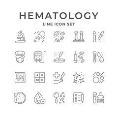 Set line icons of hematology
