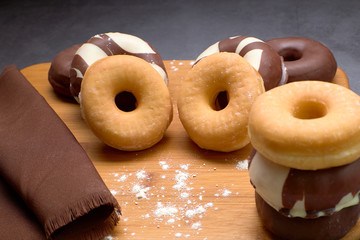 delicious group of sweet donuts.