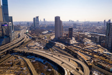 Naklejka na ściany i meble urban and industrial megapolis views taken from a drone