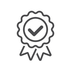 approved or certified badge correct mark icon line vector - 331255352