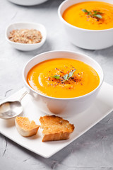 Bowls Of Homemade Butternut Squash Soup