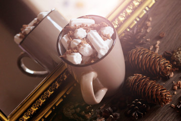 Hot chocolate with marshmallow, a dessert