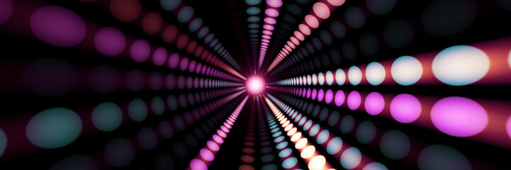 Abstract 3D illustration Rendering of tunnel with led glowing lights. Abstract digital backdrop web...