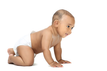 American baby girl isolated on white background