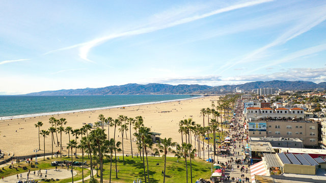 Aerial Photo of California Beach Town