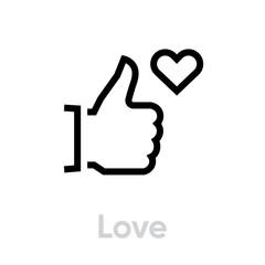 Love thumb up down icon. Editable line vector.