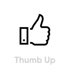 Thumb up down icon. Editable line vector.