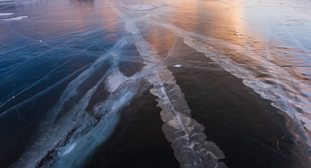 Amazing sunset over Lake Baikal, Russia.