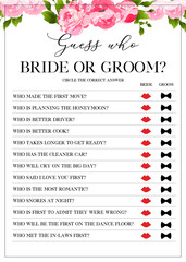  Guess Who Bride or Groom Game, Bridal Shower Games, printable vector card