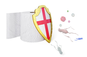 Toilet roll will protect COVID-19 and all viruses, protect yourself. England toilet roll protective shield from attacking viruses.