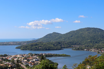 A beautiful panoramic view from the viewpoint of the  Conceição lagoon  hill in Florianópolis, Santa Catarina.