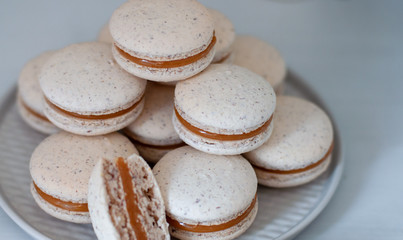 Macarons with caramel ganache