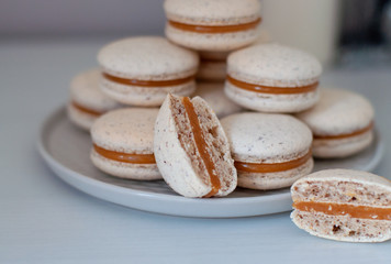 Macarons with caramel ganache