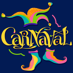 carnival lettering logo with cap & shoes