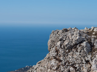 Fototapeta na wymiar Beautiful panoramic view from top of crimean mountain on Black sea coast.
