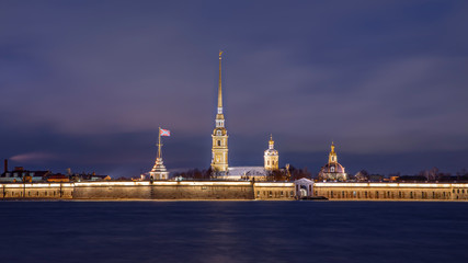 Peter and Paul Fortress at sunset, Russia, St. Petersburg