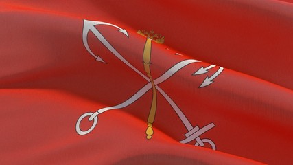 The flag of Saint Petersburg, High resolution close-up 3D illustration. Flags of the federal subjects of Russia.