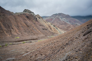 Dry river bed and rocky outcrops at Sandy Bay, St Helena