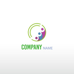 Circle logo abstract template with three people for your company needs