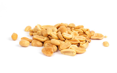 White peanuts on a white background.
