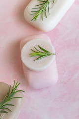 Handmade soaps with rosemary extract. Natural hygiene, artisanal products