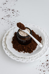 Homemade coffee scrub for body or face, natural health care treatment
