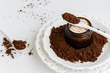 Homemade coffee scrub for body or face, natural health care treatment