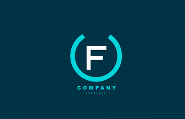 F white and blue letter logo alphabet icon design for company and business