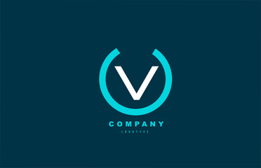 V white and blue letter logo alphabet icon design for company and business