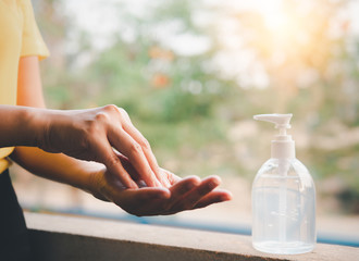 Step by step procedure for properly washing hands for proper disinfection Corona virus protection concept 2019.