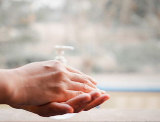 Step by step procedure for properly washing hands for proper disinfection Corona virus protection concept 2019.