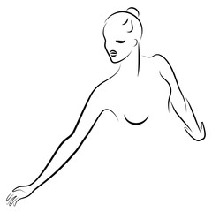 Lady silhouette. Silhouettes of the hands and head of a girl. Graceful woman. Vector illustration.