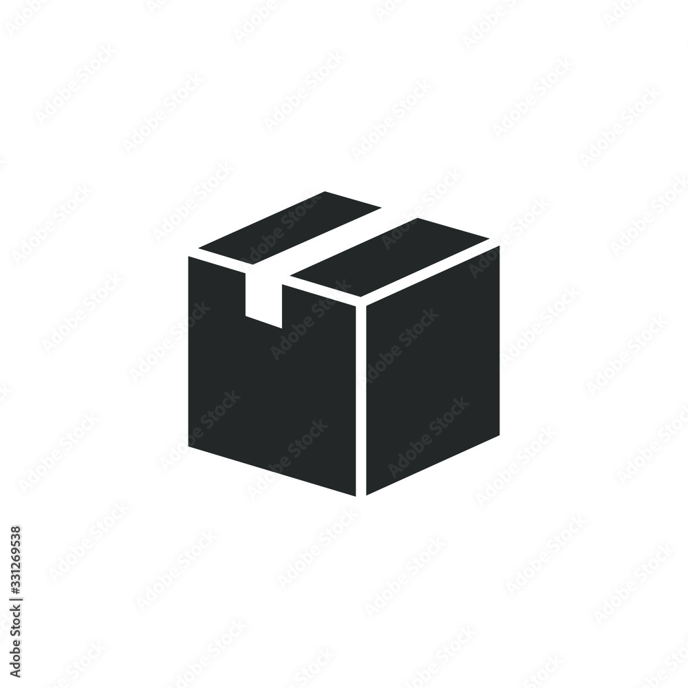 Aufkleber packaging cardboard box icon template color editable. box symbol vector sign isolated on white backg