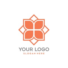 Modern Geometric Flower Logo Icon Flat Design