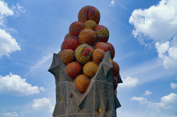 Famous Gaudi statues in Barcelona - obrazy, fototapety, plakaty