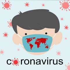 Coronavirus.2019 Novel Coronavirus (2019-nCoV). People in medical face mask. Concept of coronavirus quarantine illustration