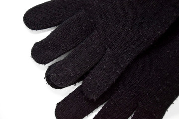 Black wool gloves for winter