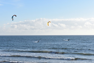 kite surfing in the sea