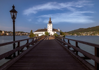 Europe Austria Gmunden Schloss ort. Traunsee lake, monasteríy, church