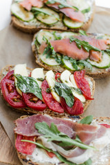 bruschettas with vegetables and bacon for breakfast, what could be better?