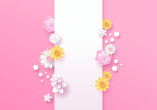 Spring paper cut 3d flower vertical template