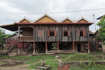 Fototapeta na wymiar Palafittes in the countryside in northern Cambodia